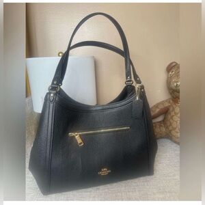 $229 (NWT) Coach Kristy Black Pebble Leather Bag